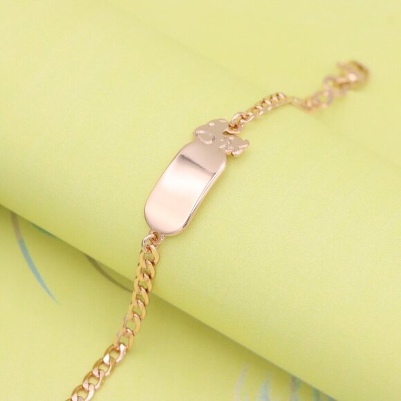 "Rose Gold Bracelet with Cute Bear Charm, Adjustable Chain Design, XPBL1150 - Picture 4 of 12